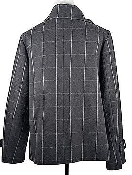 Helene Berman London Plaid Wool Blend Bow Collar Pea Coat Jacket Coat (view 2)