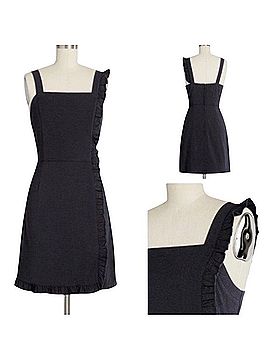 ModCloth Navy Blue Ruffled Square-Neck Mini Dress Casual Dress (view 1)