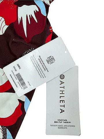 Athleta Burgundy Floral Tankini Swimsuit Swimsuit Top (view 2)