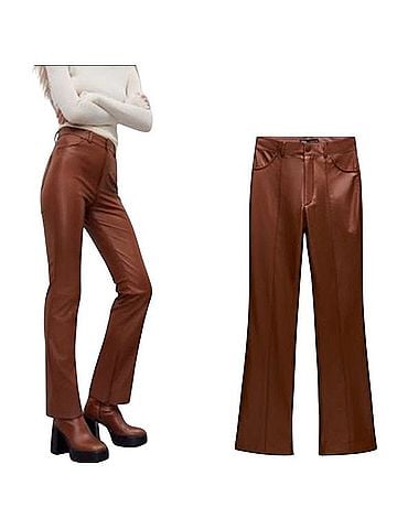 Zara flare vegan leather leggings Casual Pants (view 1)