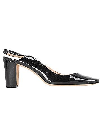 Manolo Blahnik Manolo Blahnik Almond-Toe Slingback Pumps in Black Patent Leather (view 1)