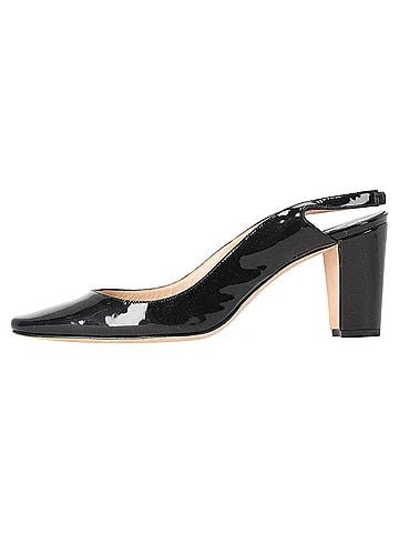 Manolo Blahnik Manolo Blahnik Almond-Toe Slingback Pumps in Black Patent Leather (view 2)