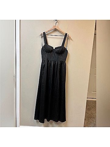 Astr Pleated Bustier Midi Slit Dress Cocktail Dress (view 2)