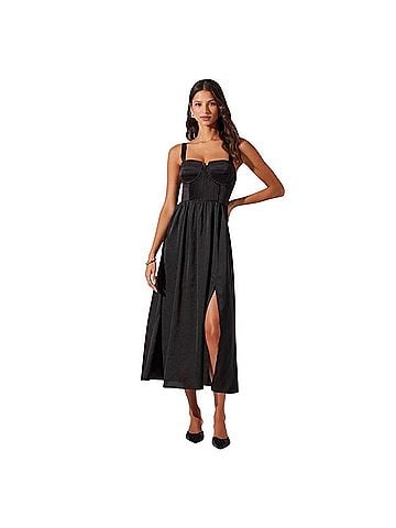 Astr Pleated Bustier Midi Slit Dress Cocktail Dress (view 1)