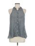 Ella Moss Gray Ella Moss Sleeveless Button Down Shirt Size M - photo 1