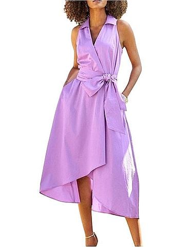 Boston Proper Poplin Faux Wrap Dress Cocktail Dress (view 1)