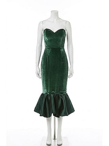 Hutch Laken Strapless Midi Dress in Emerald (view 1)