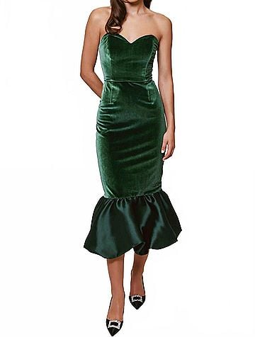Hutch Laken Strapless Midi Dress in Emerald (view 2)