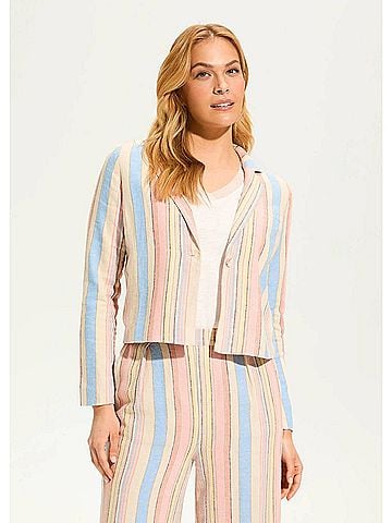 FDJ Yvette Yarn Dye Crop Blazer in Aperol Stripe (view 2)
