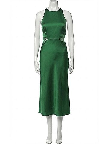 Sachin + Babi Drew Lace Cutout Satin Crepe Dress in Emerald Green (view 1)