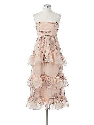 Lulus Marigold Tiered Strapless Dress in Beige (view 1)
