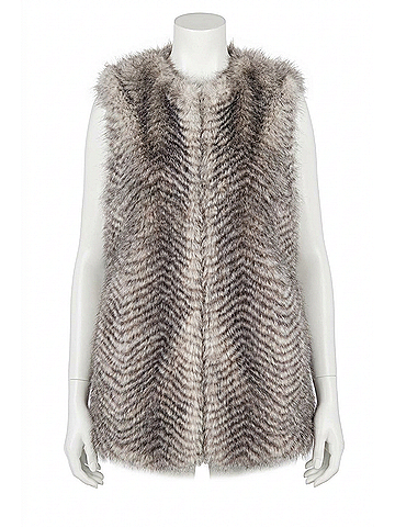 Love Token Jetter Faux Fur Vest in Multi Grey (view 1)