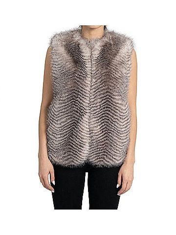 Love Token Jetter Faux Fur Vest in Multi Grey (view 2)