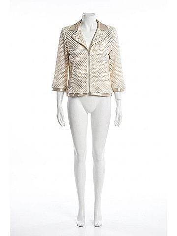 Frank Lyman Design Collar Casual Hip Jacket in Beige/Gold (view 1)
