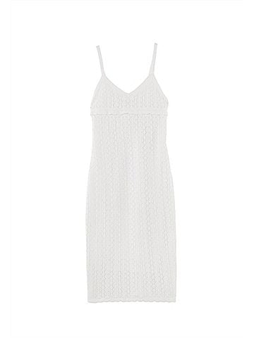 525 America Women's Pointelle Midi Dress in White (view 1)