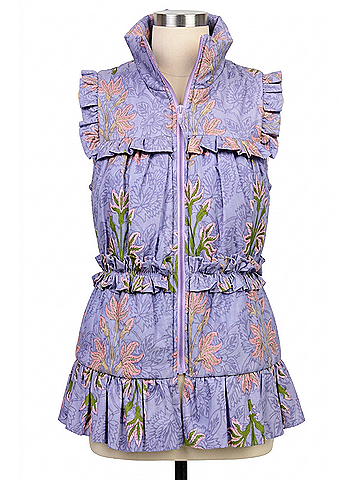 Ivy Jane Block Print Corduroy Vest in Periwinkle (view 1)