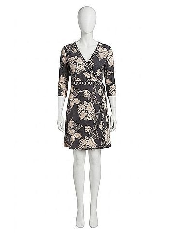 Tribal Tribal Femme Reversible Wrap Dress in Black/Taupe (view 1)