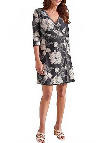 Tribal Tribal Femme Reversible Wrap Dress in Black/Taupe (view 2)