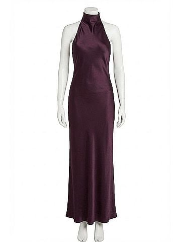 Amanda Uprichard Women's Halter Neck Santana Gown in Black Cherry (view 1)