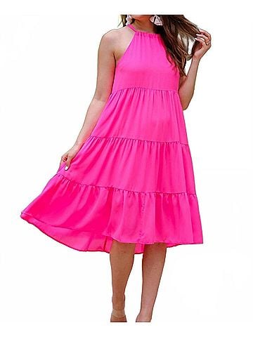 Jess Lea Pretty Little Things Halter Dress in Perfectly Pink (view 2)