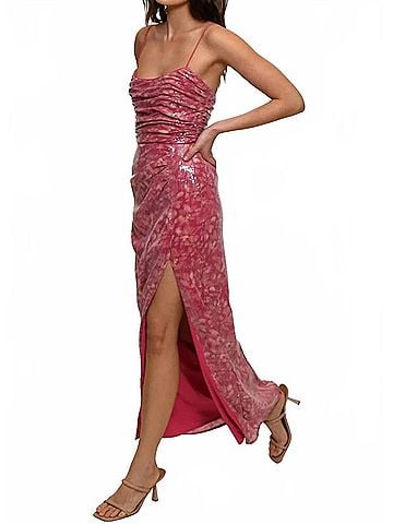 Hutch Luxe Gown in Fuchsia Shibori Floral (view 2)