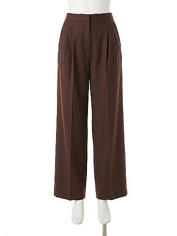 Vince. Italian Wool-Blend Pleated Wide-Leg Trousers in Mocha (view 1)