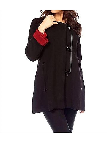 Angel Asymmetrical Toggle Jacket in Black/Red (view 2)