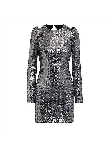Rachel Zoe Karlee Sparkle Backless Sequin Dress in Charcoal (view 1)