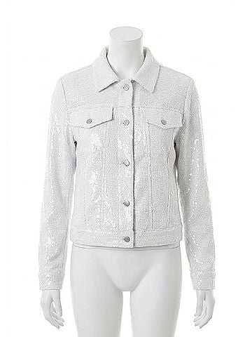 Dolce Cabo Sequin Denim Jacket in White (view 1)
