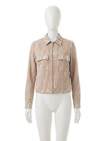 Joseph Ribkoff Marble Zip Front Jacket in Beige/Vanilla (view 1)