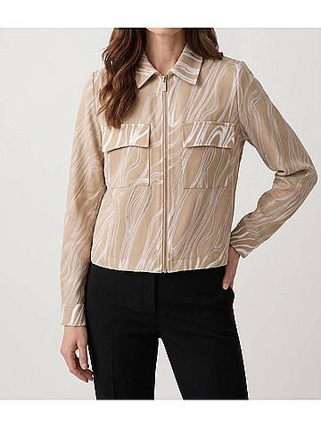 Joseph Ribkoff Marble Zip Front Jacket in Beige/Vanilla (view 2)