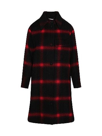 Stella McCartney Women's Double-Breasted Checked Coat in Black Red (view 1)