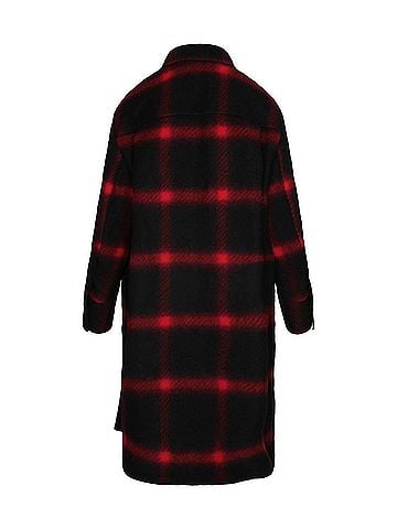 Stella McCartney Women's Double-Breasted Checked Coat in Black Red (view 2)