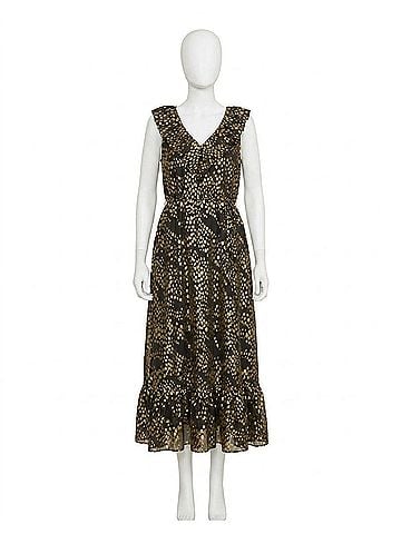 Lucy Paris Lacey Ruffle Maxi Dress in Black/Gold (view 1)
