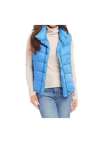 Karen Kane Caddie Puffer Vest in Chambray (view 2)