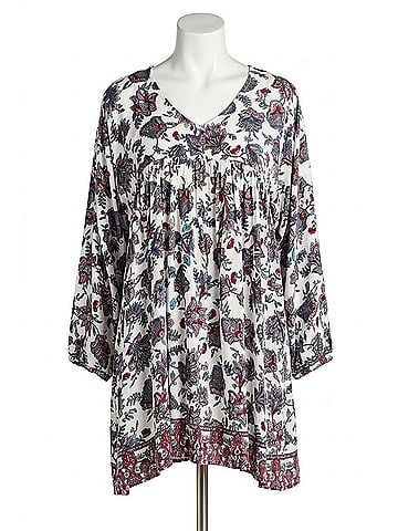 Velzera Floral Print Baby Doll Mini Dress in Off White (view 1)