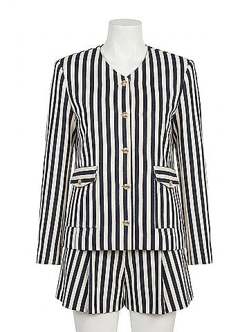 Astr Danae Blazer in Cream Navy Stripe (view 1)