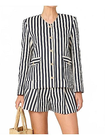 Astr Danae Blazer in Cream Navy Stripe (view 2)