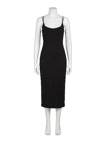 Astr Allura Peekaboo Lace Midi Dress in Black (view 1)
