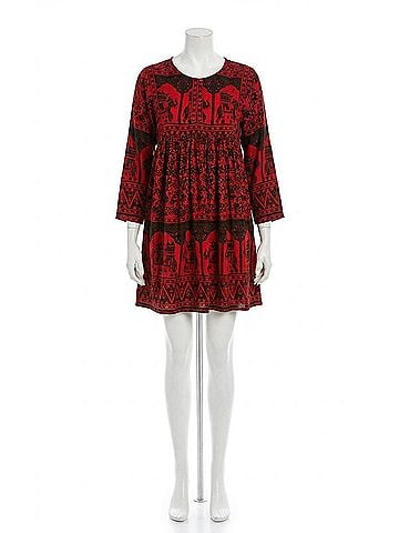 Velzera India Print Mini Dress in Red (view 1)