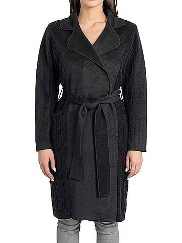 Love Token Callie Long Sleeve Sweater Coat in Black (view 2)