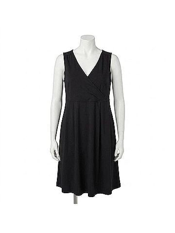 Eddie Bauer Aster Crossover Faux Wrap Mini Dress - Plus in Black (view 1)