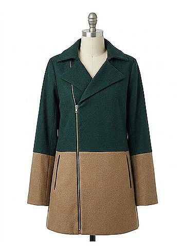 Ya Los Angeles Color Block Coat With Asymmetrical Zipper in Multicolor (view 1)
