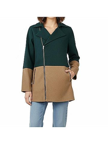 Ya Los Angeles Color Block Coat With Asymmetrical Zipper in Multicolor (view 2)