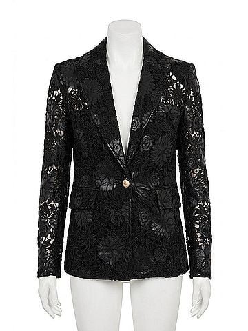 Generation Love Aimee Vegan Leather Guipure Blazer in Black (view 1)