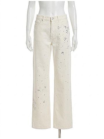 AG Jeans Billie Embellished Low Slung Straight Leg Jeans in Opal Radiance (view 1)
