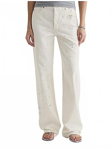 AG Jeans Billie Embellished Low Slung Straight Leg Jeans in Opal Radiance (view 2)