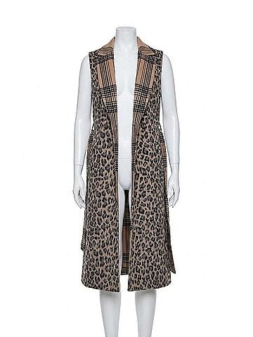 Renuar Reversible Belted Long Vest in Tan Combo (view 1)