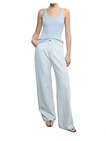 Enza Costa Slouchy Straight Jean in Bleach Blue (view 2)