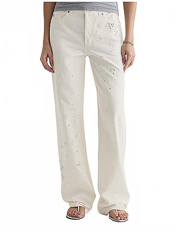 AG Jeans Billie Embellished Low Slung Straight Leg Jeans in Opal Radiance (view 2)